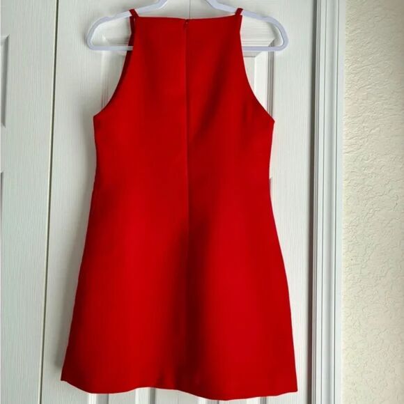ZARA Dress Size Small Red Halter Bodycon Mini Dress - Picture 2 of 9